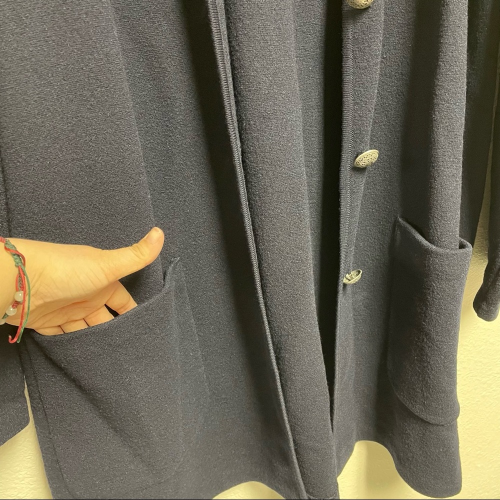 Andrea Jovine 100% Wool navy long sweater cardigan. - Picture 6 of 10
